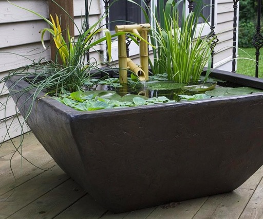 Square Mini-Pond Container Water Garden #tubgarden #minipond https://waterlilybear.com/mini-ponds/pond-supplies.htm